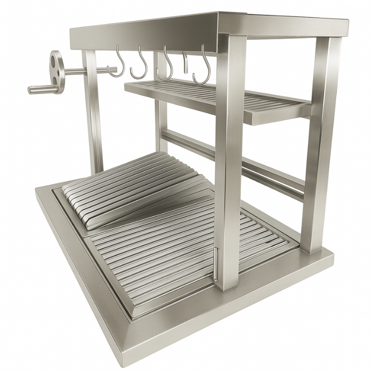 Grill em inox 304 com elevação volante comander - Grill em inox 304 com elevação volante comander