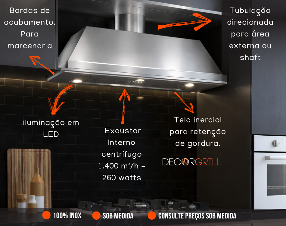 Coifa de Embutir Sob Medida para Seu Projeto