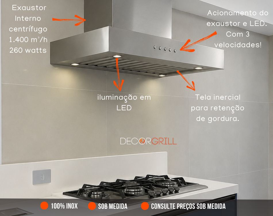 Coifa de parede em inox faz toda a diferença!