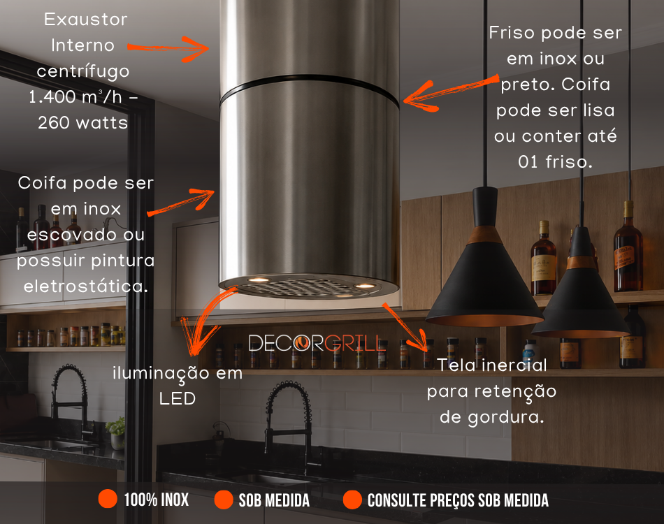 Coifa Redonda Sob Medida para Melhor Cobertura da Cocção